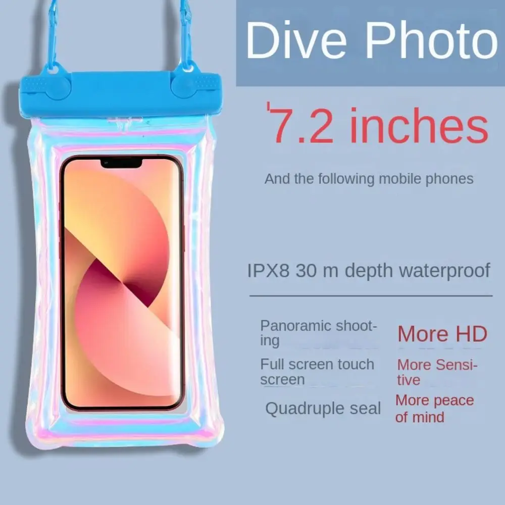 

Touchable Screen Floating Airbag Pouch Transparent PVC Swimming Storage Bag Laser Colorful Waterproof Phone Waterproof Bag