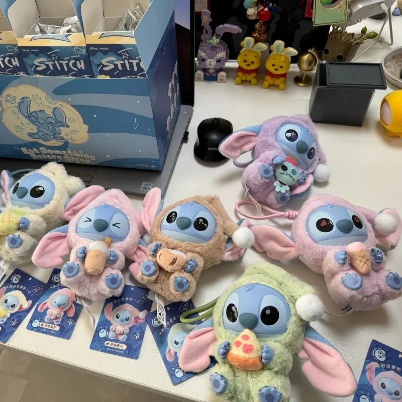 New Disney Stitch Eat Something Before Sleep Series Blind Box Vinyl Plush Pendant Mystery Box Cute Stitch Doll Surprise Toy Gift