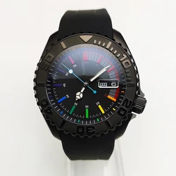 42MM Mechanical Automatic Watch Men's Color Dial Japan NH36 Movement Black Stainless Steel Case Sapphire Mirror Rubber Strap