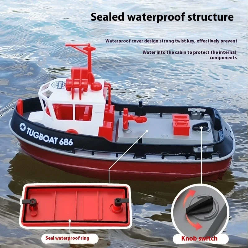 Nuevo 1:72 barco de Control remoto a escala completa simulación remolcador 686 doble Motor pequeño remolque carga juguetes para niños modelo de lancha de remolque
