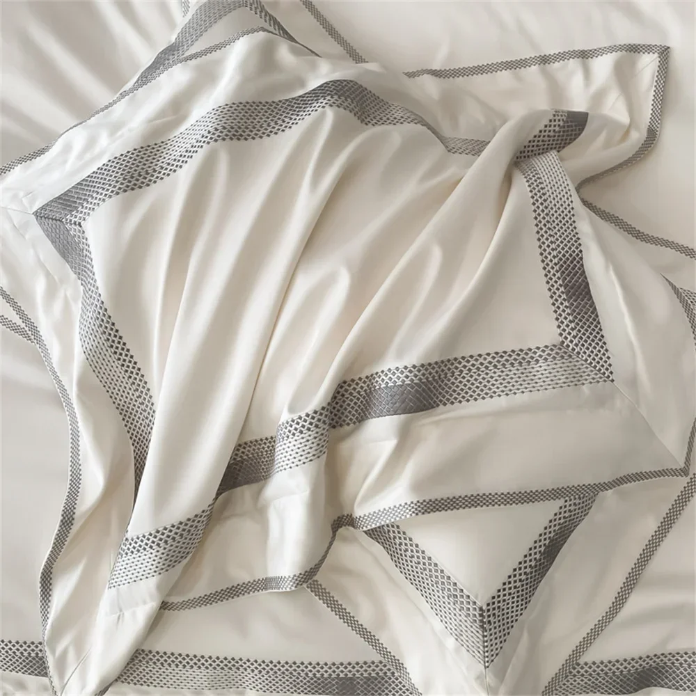 Svetanya Embroidery 1000TC Bedding Set Egyptian Cotton Duvet Cover Set Queen King Size Bedlinens