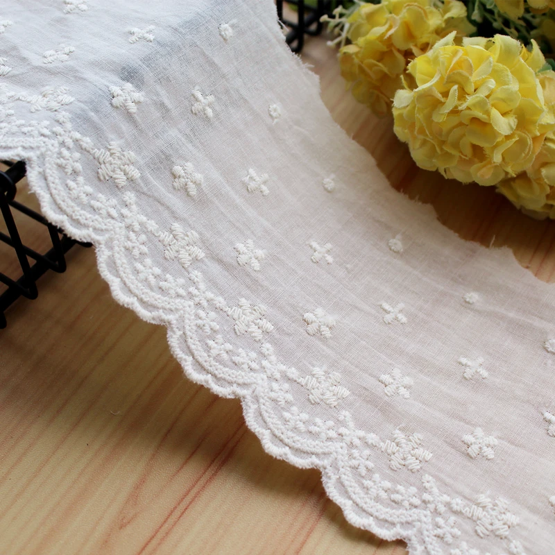 3Yards Colors Cotton Embroidery Lace Trim Accessories Dentelle 9.8cm Wide DIY Handmade Skirt Bedding Curtains Lace Fabric Sewing