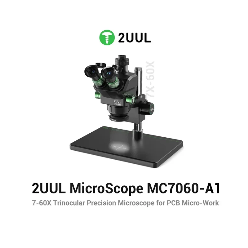 

2UUL MC7060-A1 Микроскоп 7-60X зум Тринокулярный прецизионный микроскоп WF10X/23 мм для печатной платы мобильного телефона Набор инструментов для ремонта микроработки