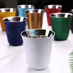 Espresso Mugs 304 Stainless Steel 80ML160ML Coffee Cups Insulated Double Wall Dishwasher Safe Small Capacity Insulation