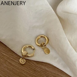 ANENJERY Circle Pendant Detachable Earrings For Women Fashion Lovely Light Luxury Handmade Accessories