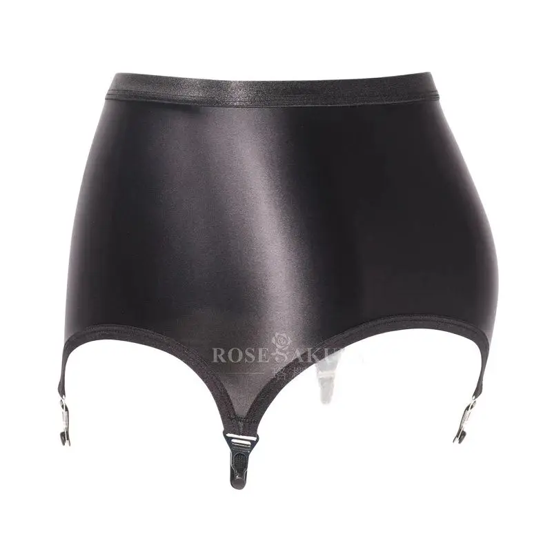 

Sexy Lingerie Black Garter Belt Women's Oil Glossy Suspender Belts Female Elastic Buttocks Skirt Garters Underwear Accessories