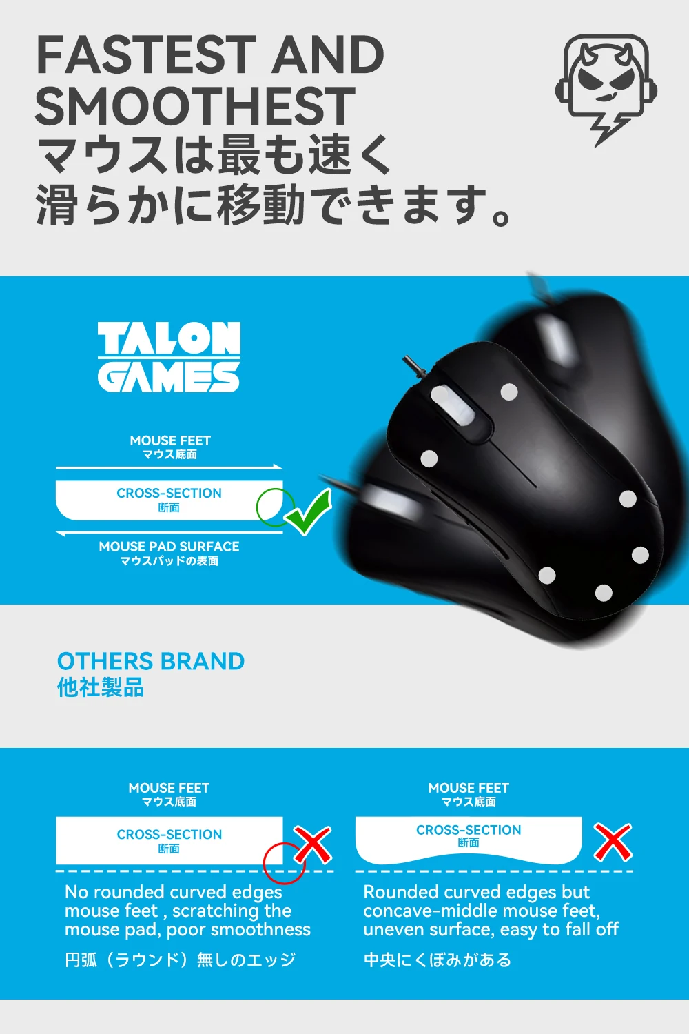 Talongtames-ライザー、logitech、glous steelSeries、Universal dots、ラウンド曲面エッジ、マウスフィート、7mm、63pcsと互換性のあるマウスフィート