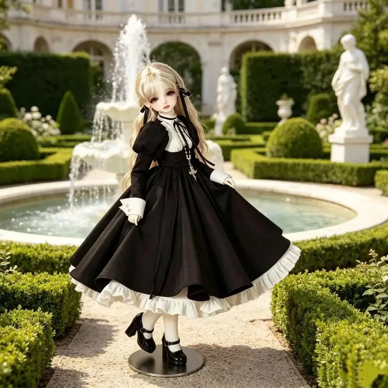 Action Figures Accessory Black Swan Lolita Skirt Maid Style Set Clothes Model for Minty 4 Tiny 1/6 1/4 Scale BJD Body DIY Gift