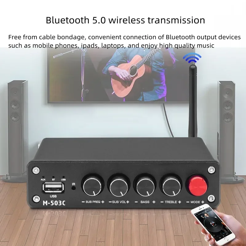 Mini amplificateur de puissance numérique Bluetooth 5.0, disque U, haute puissance 2.1, amplificateur domestique