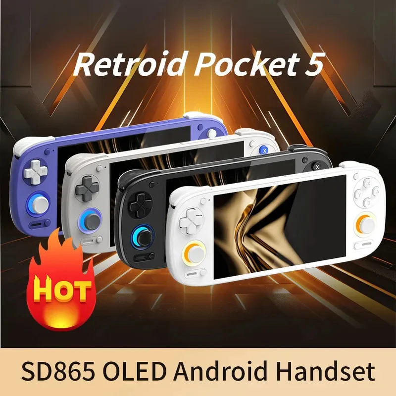 2026 Retroid Pocket 5 Handheld Game Console 5.5'' AMOLED Screen Android13 Joystick RGB Lighting Effect Active Cooling Games