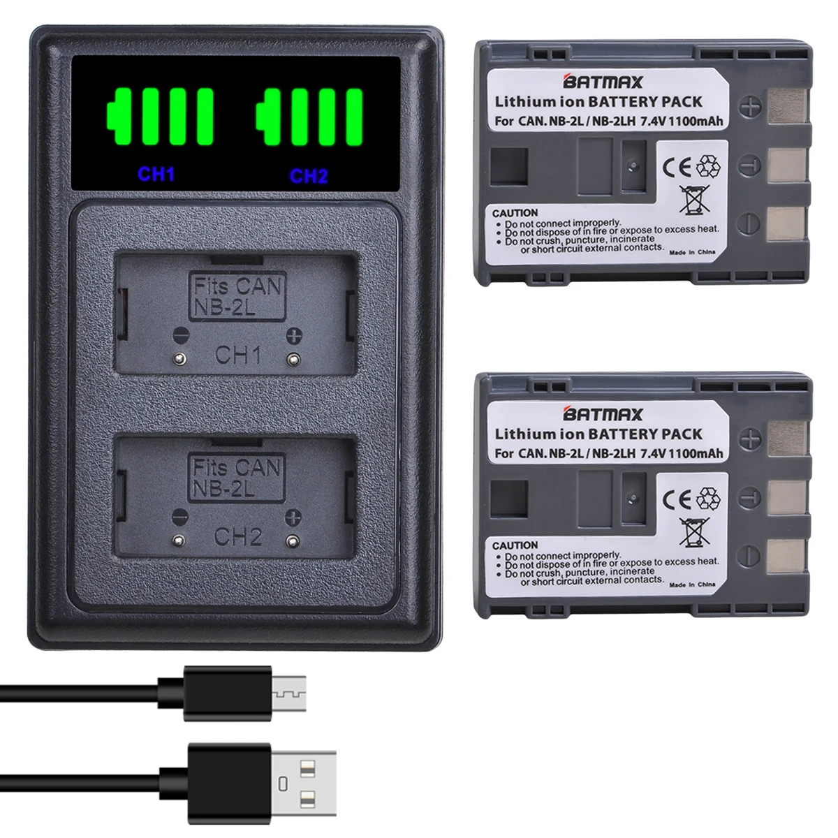 

Batmax NB-2L NB-2LH Bateria NB 2L NB2L Battery+LED USB Dual Charger for Canon Rebel XT XTi EOS 400D S80 S70 S50 S60 350D G7 G9