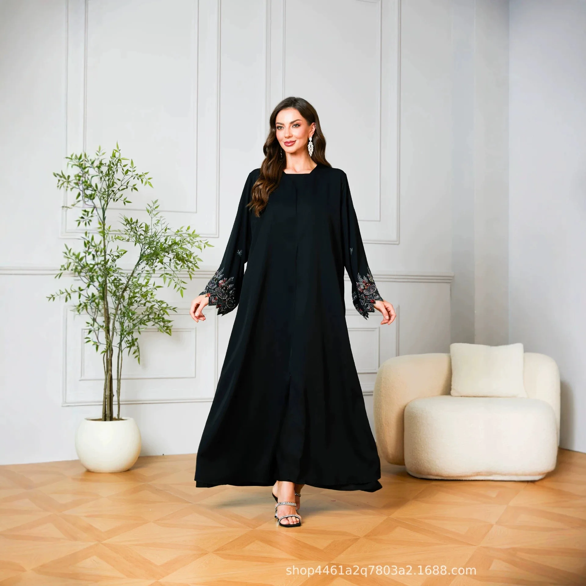 Gaun Lebaran Muslim Abaya Wani - Embroidery Arabic ulasan dan harga