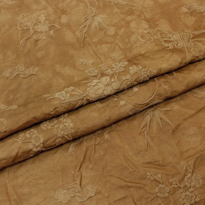 Seda e lã jacquard chá preto tecido tingido de plantas para roupas ocidentais agasalhos roupões