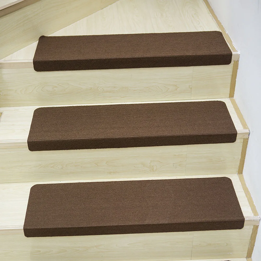 2PCS Non-slip Adhesive Stair Mats Staircase Step Rug Cover Self-Adhesive Wood Stair Carpet Home Step Mats Home Decor Rug