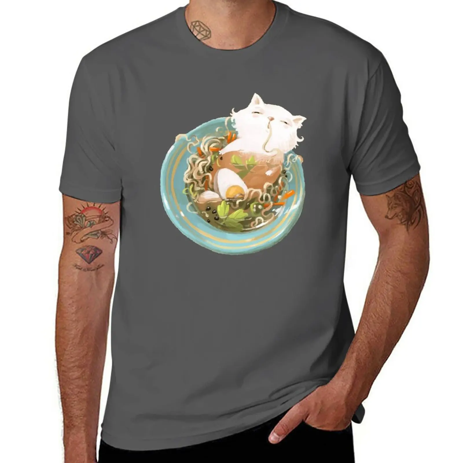 

New Cat eating Ramen T-Shirt plus size tops funny t shirt new edition t shirt t shirts for men graphic