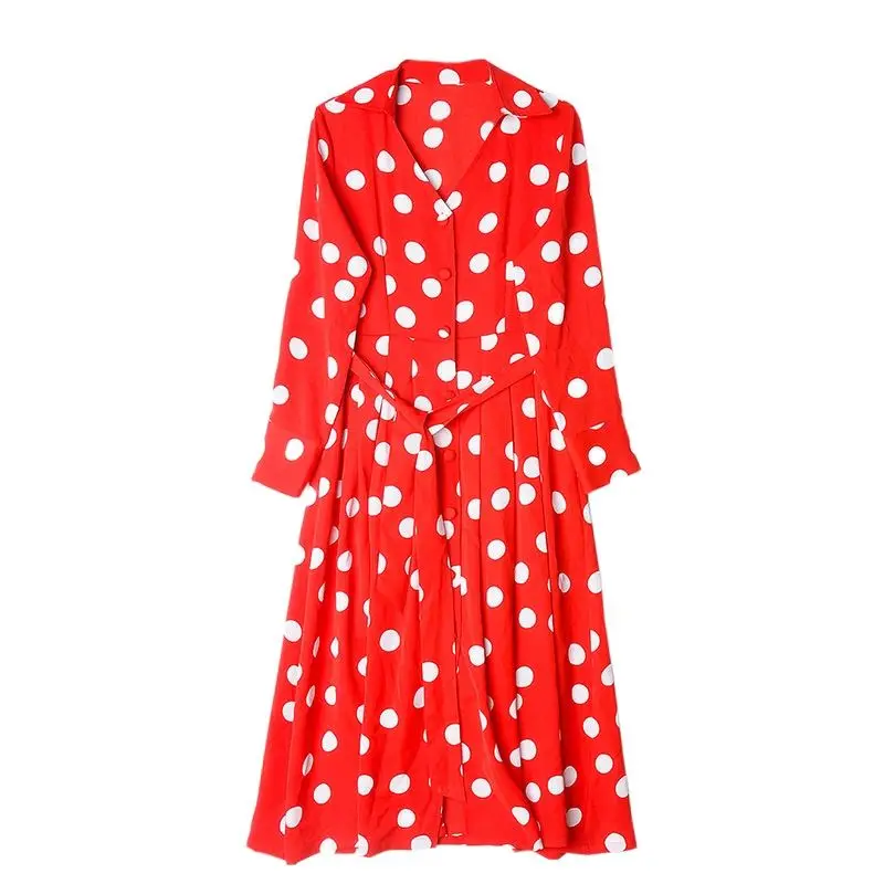 Robe trapèze de style bohème pour femmes, tenue de tempérament, à points ondulés, avec nœud, collection printemps et été 2023