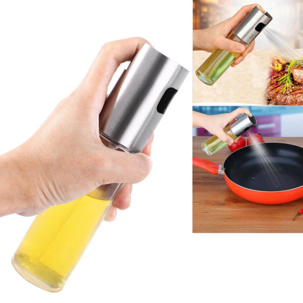 

2 Pcs Oil Sprayer Glass Dispenser 4x4x17 5cm Stainless Steel Reusable Baking Cooking Spray Bottle Kitchen Tool