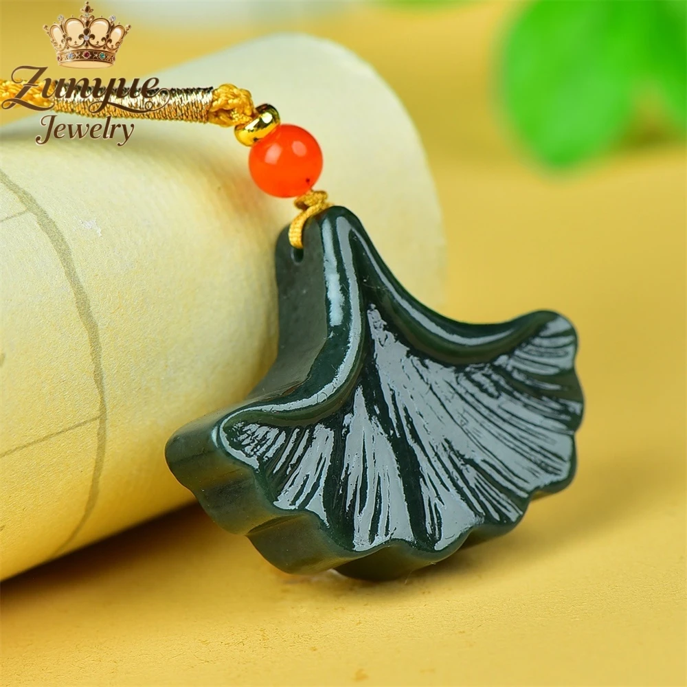

Natural Hetian Jade Ginkgo Leaf Pendant Luxury Quality Jewelry Fashion Jewelry Handicraft Best Selling Charms Exquisite Popular