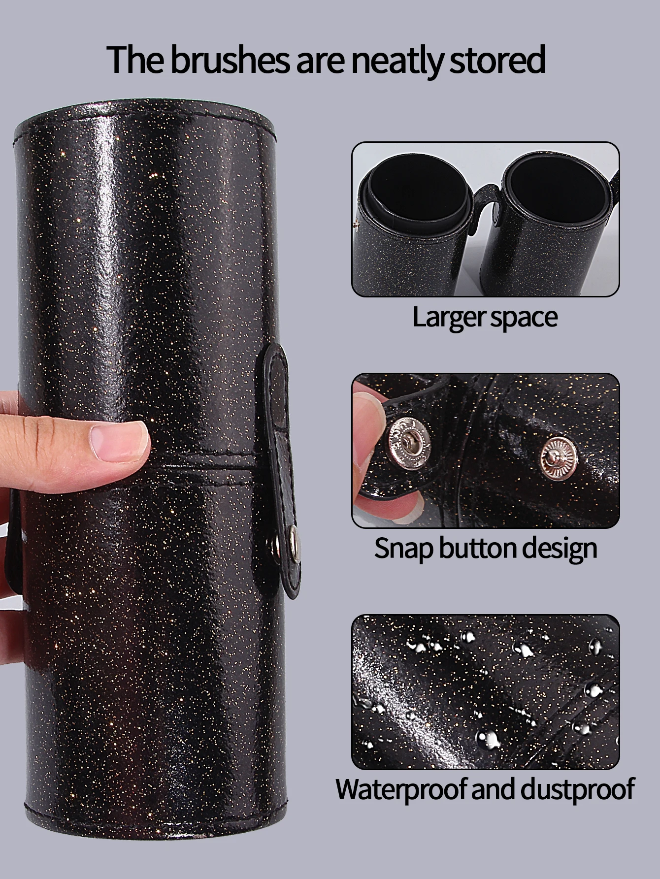 Schwarzer Aufbewahrungseimer für Make-up-Pinsel mit Deckel, staubdichter Schminktisch, Kosmetik-Aufbewahrungsbox, Lippenstift- und Lidschattenstifthalter