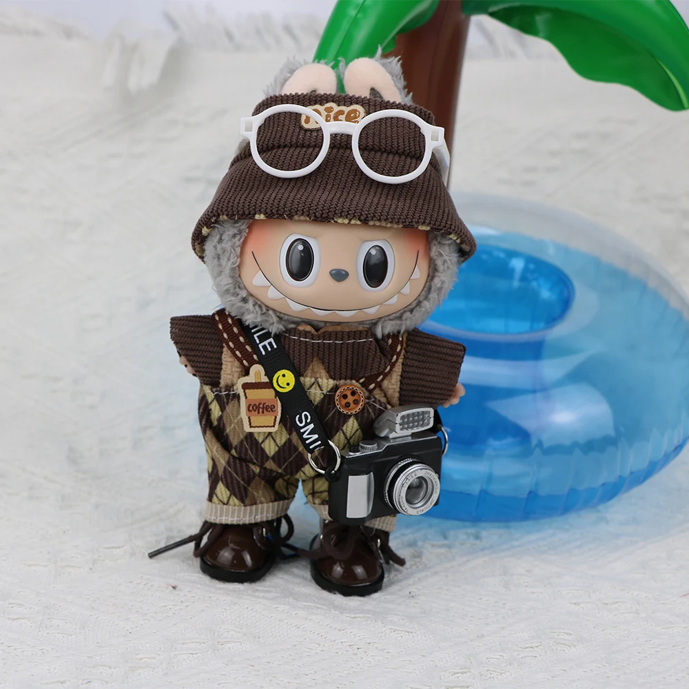 

For Labubu First and Second Generation Baby Clothing Striped Checkered Clothing Set Clothing Accessories