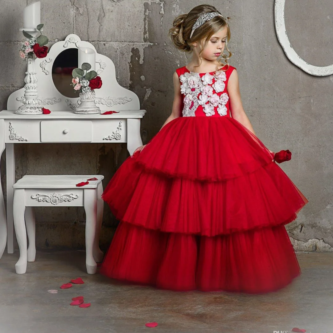 

Flower Girl Dress Sequin Kids for Wedding Party First Communion Gown Cap Sleeve Ceremonial Dress Ball Gown