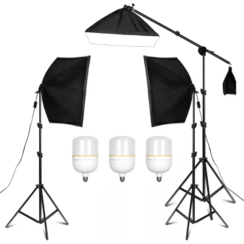 SH 1pc-3pcs 50x70CM Softbox Light Kits Professional Photography Light System With E27 Photographic Bulbs Photo Studio Equipment