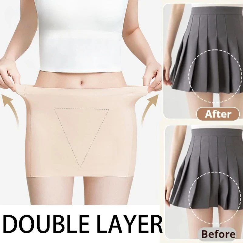 

Женские защитные шорты из ледяного шелка, двухслойные бесшовные трусики, мягкая юбка/платье, летнее нижнее белье для комфорта Breathabili