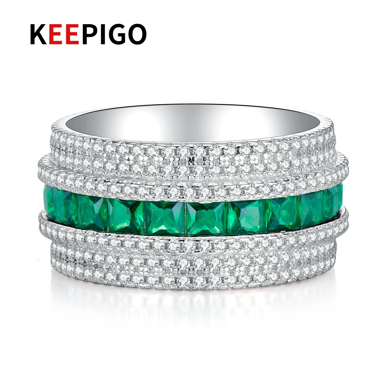 

KEEPIGO S925 Sterling Silver Cool Trend Fashion Colorful High Carbon Diamond Luxury Ring Fine Jewelry ra161