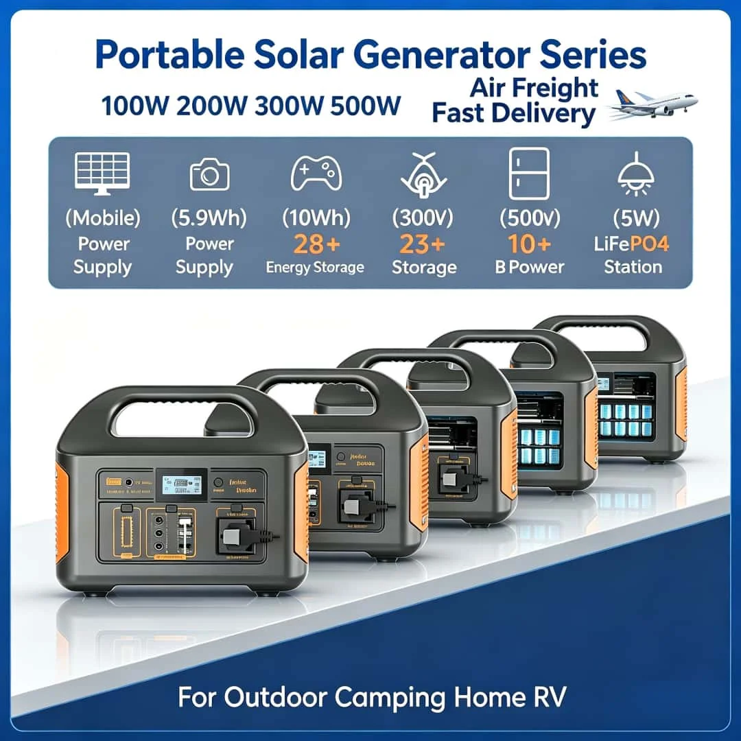 100W 200W 300W 500W Tragbare Powerstation LiFePO4 Solar-kompatibler Generator mit reiner Sinuswelle und BMS für Camping, Wohnmobil und Outdoor