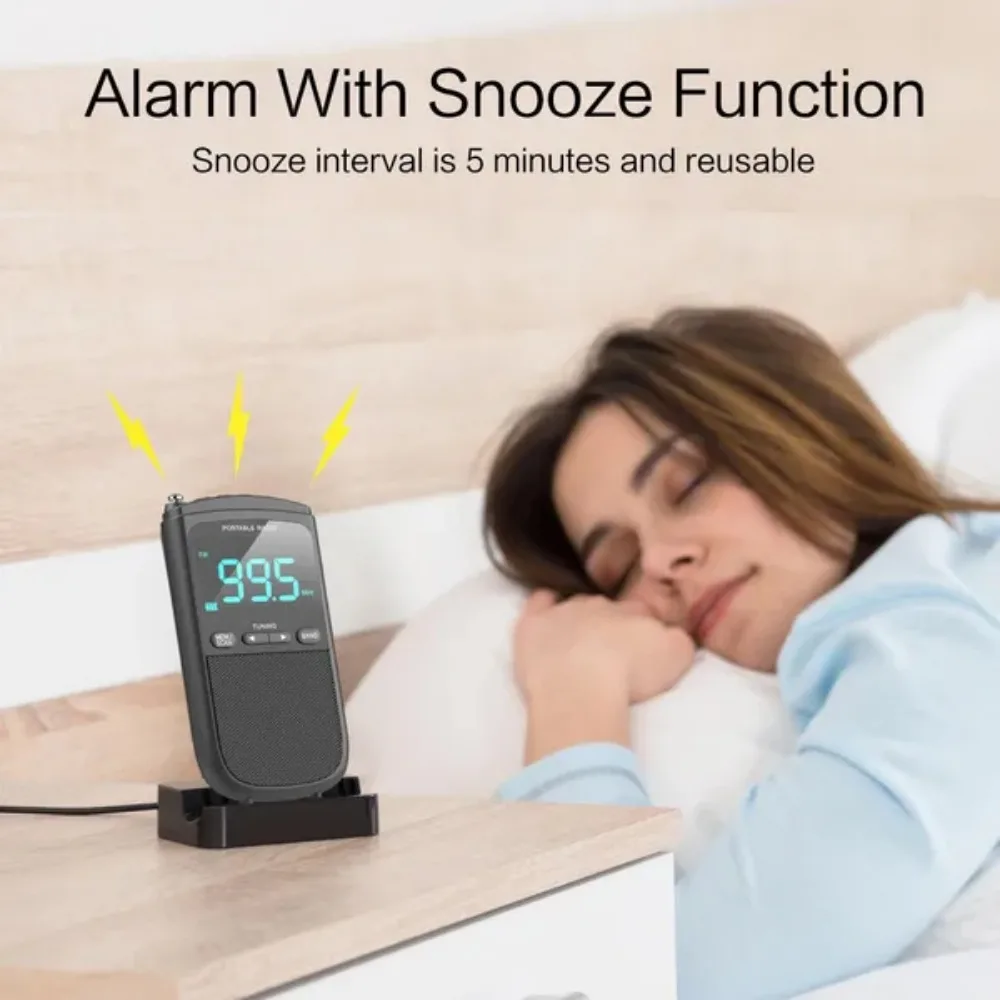 Portable Digital Radio: AM/FM/WB Bands, Weather Alert, Alarm Function with 3.5 Mm Headphone Jack, 900 MAh Battery Capacity