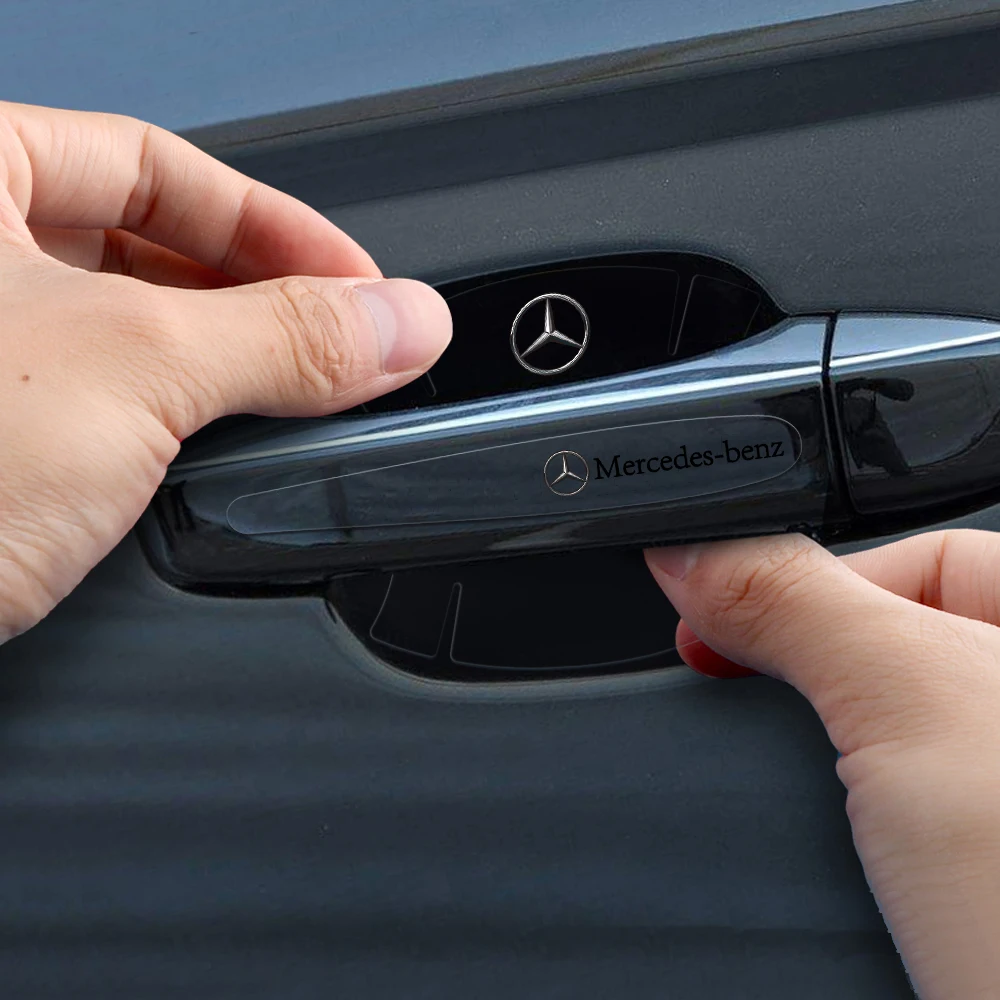 4/8Pcs Car Accessories PVC Auto Door Handle Protective Stickers for Mercedes Benz W204 W205 W211 W212 W213 Smart Fortwo Gla AMG