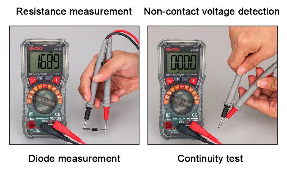 GVDA Digitales Multimeter Elektriker-Widerstandsmessgerät AC/DC-Spannungstester mit Hintergrundbeleuchtung Elektrisches Multimeter – Detail 13