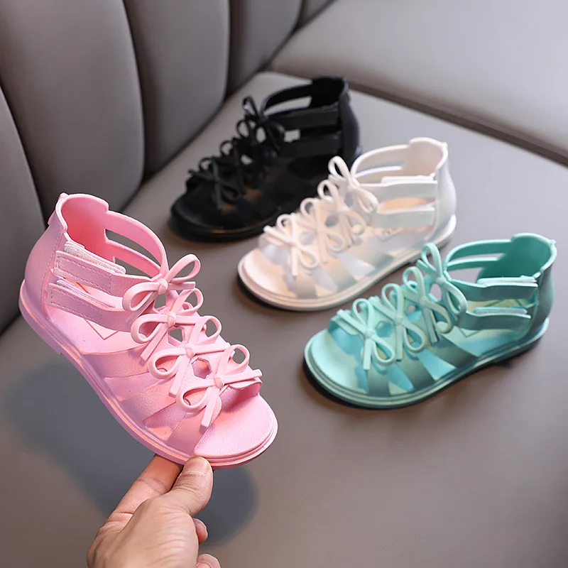 

Sandalias Children Sandals 2023 Summer New Soft Leather Roman Sandals Bow Princess Shoes Primary School Girls Shoes Kids Shoes