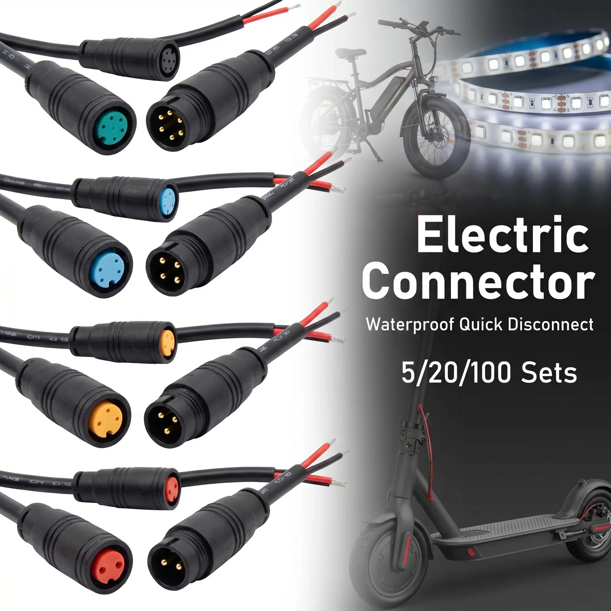 M6/M8 2 3 4 5 6 Pin 20cm E-bike Speed Sensor male to female Extension connector Cable Electric Bicycle Waterproof Ebike Wire