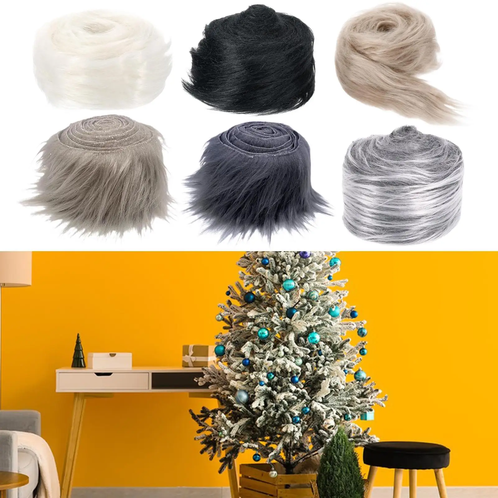 Artificial Fur Fabric Costume Toy Crafting Precut Strips DIY Shaggy Fur Fabric for Christmas Tree Holiday Party Shoes Decoration