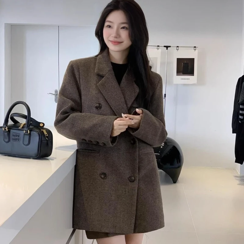 2025 invierno nuevo cuello grueso moda personalizada más terciopelo medio largo abrigo de lana para mujer