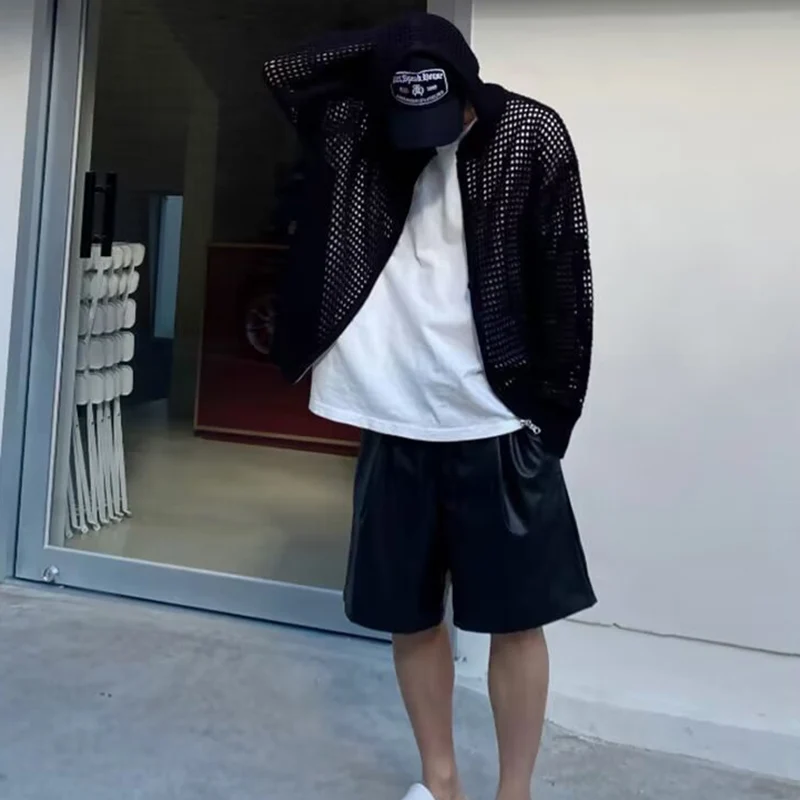 Nuevo cárdigan de verano para hombre, suéter transpirable con capucha hueca, Top de punto, moda de calle, traje ligero para parejas, chaquetas para hombre