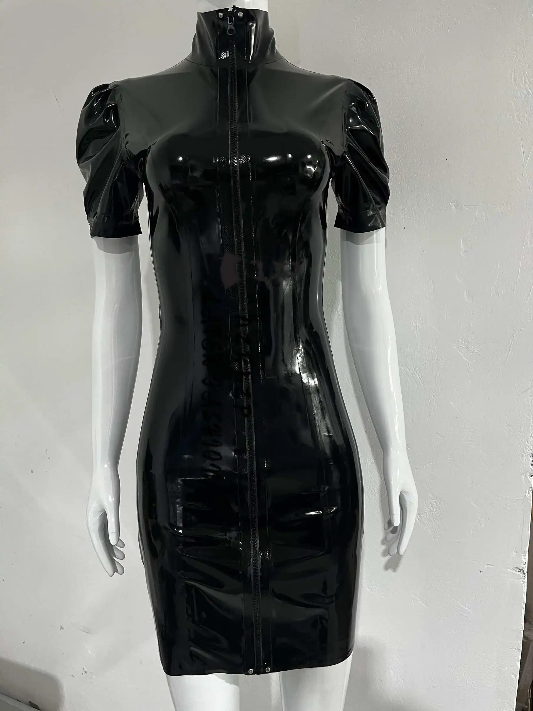 

Сексуальная латексная узкая юбка-карандаш с молнией спереди, резиновое платье, фетиш