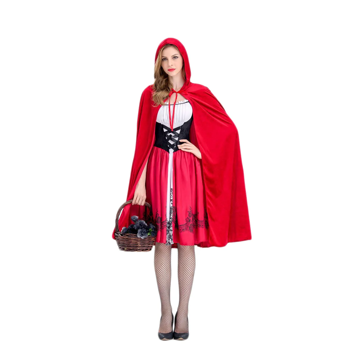 

Queen Costume Women Dress With Hooded Cape Halloween Party Cosplay Theme Role Play Size S
