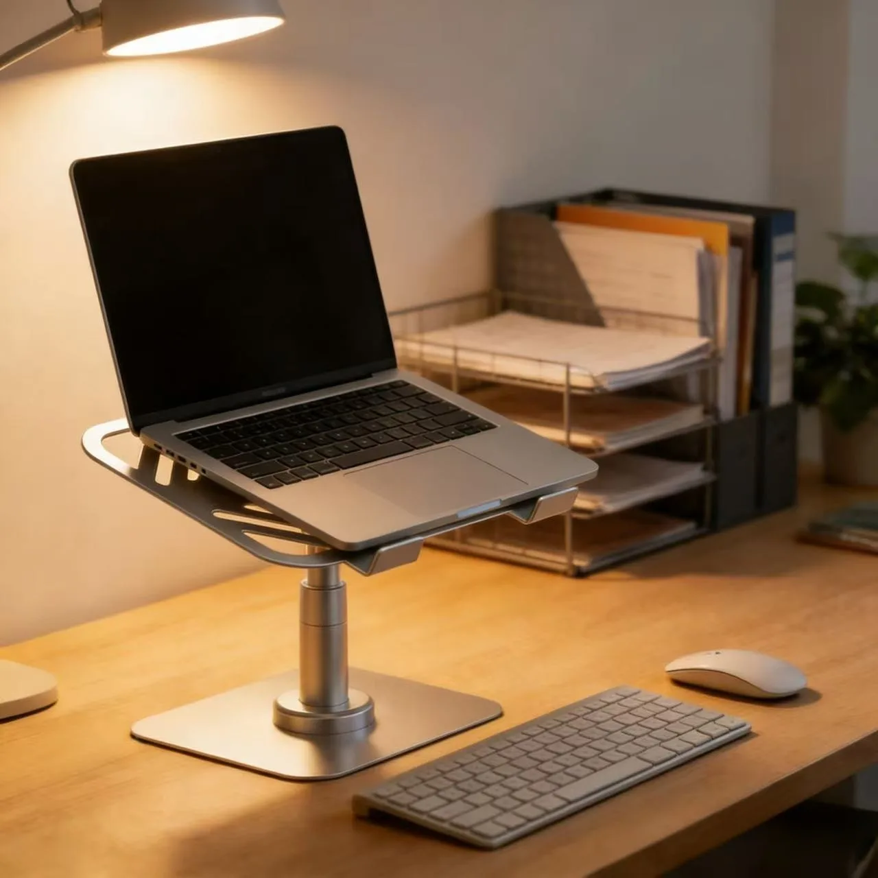 Height Adjustable 360° Rotating Laptop Tablet Stand for Desktop Monitor, Foldable Cooling Holder Tray, Universal Notebook Risers