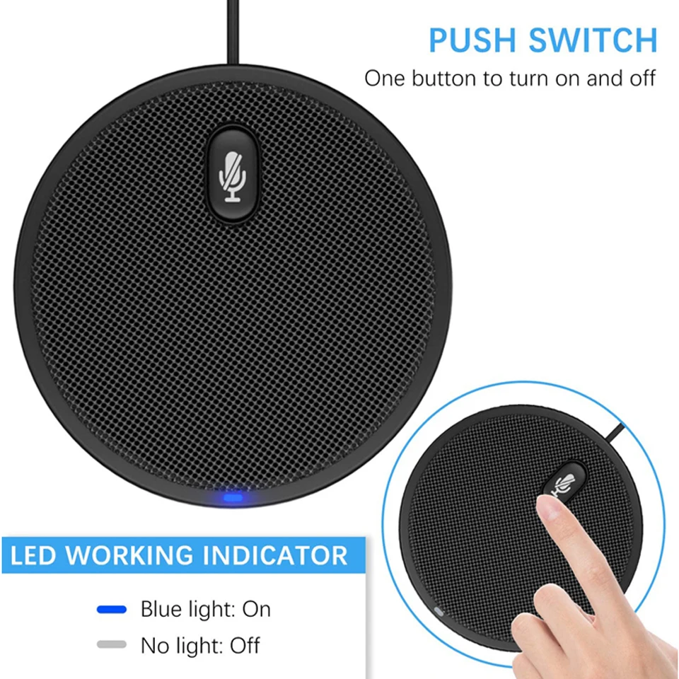 Conference Room USB Omnidirectional Speakerphone with Microphone for Home Office 360 Voice Pickup Noise Reduction Mics