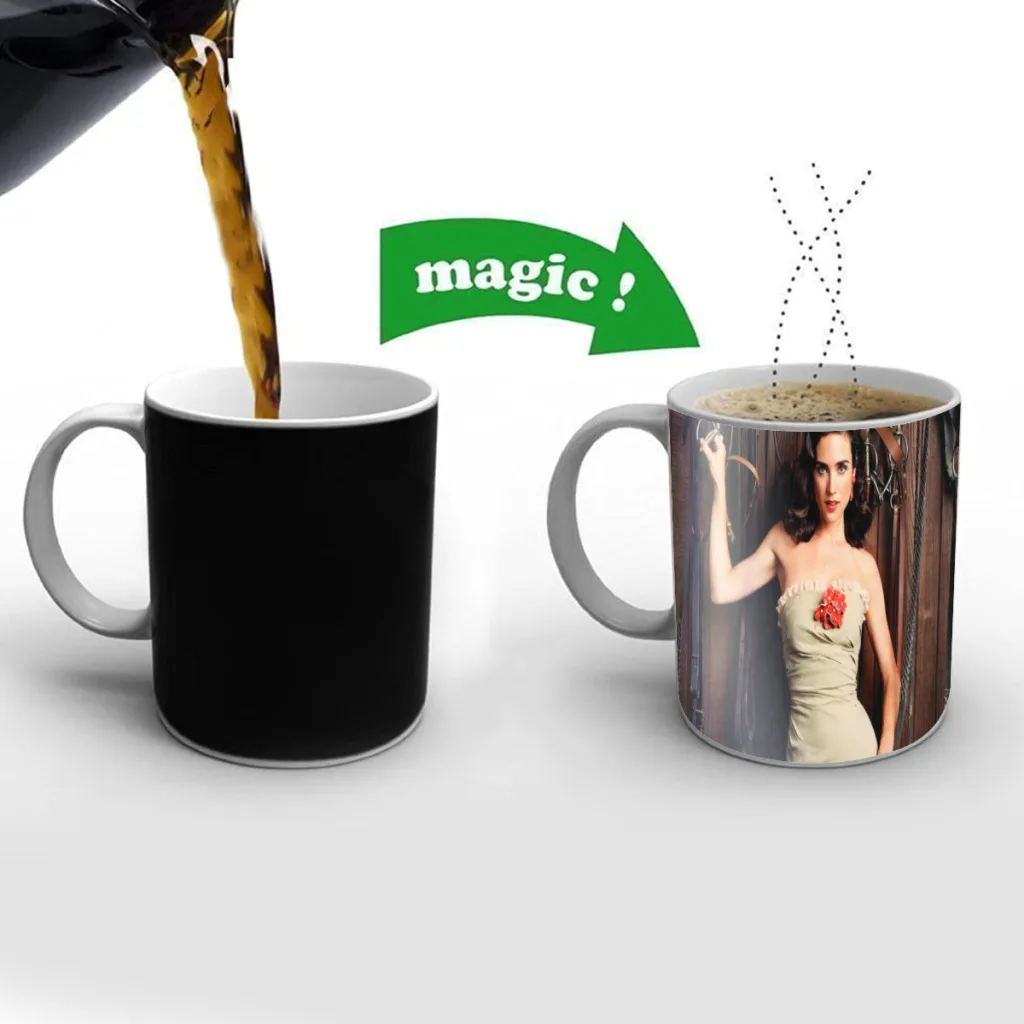 Jennifer Connelly Heat Sensitive Color Changing Mug 11OZ Ceramic Coffee Cup Magic Cup Heat Changing Coffee Mug