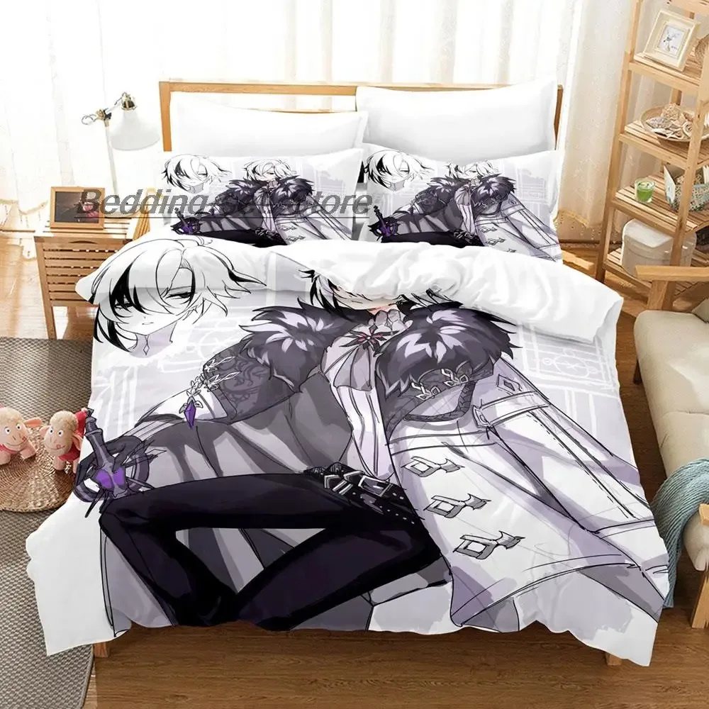 New Genshin Impact Arlecchino Bedding Set Single Twin Full Queen King Size Bed Set Aldult Kid Bedroom Duvetcover Sets Game Anime