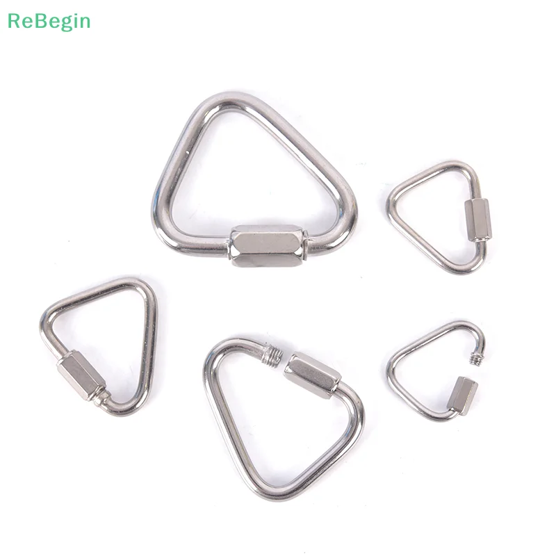 1pcs Triangle Carabiner Stainless Steel Keychain Snap Clip Hook Buckle Screw Lock New Arrival