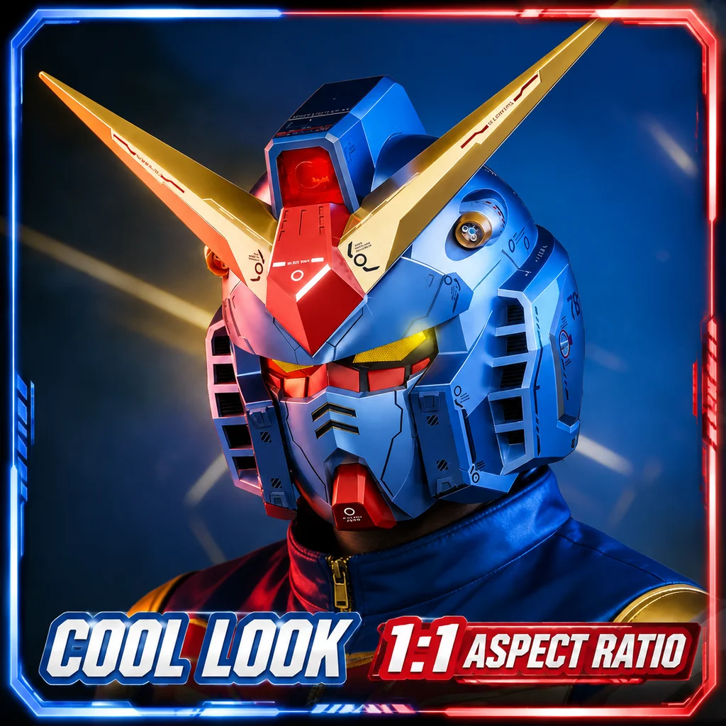 Vol.1 Casco RX-78-02 Cyberpunk 1:1, Máscara de Robot Mecánico con Luz y Control Táctil, Disfraz de Cosplay, Juguete de Halloween para Niños, Regalo