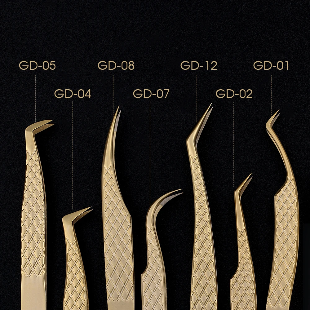 Gemerry Fiber Tips Eyelash Extension 1Pcs Tweezers Golden Stainless Steel 2026 Precision Tweezer Volume Fans Professional Tools