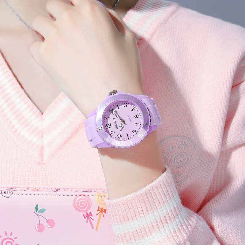 Kids Exam Watch Girls Boys Elementary School Waterproof Imitation Drop Macaron Little Fresh Sport Jelly Candy Color