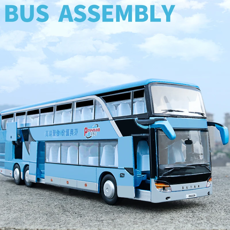 Alloy Double Decker Electric Tourist Traffic Bus Model Diecasts Metal City Passenger Car Bus Model Sound and Light Kids Toy Gift