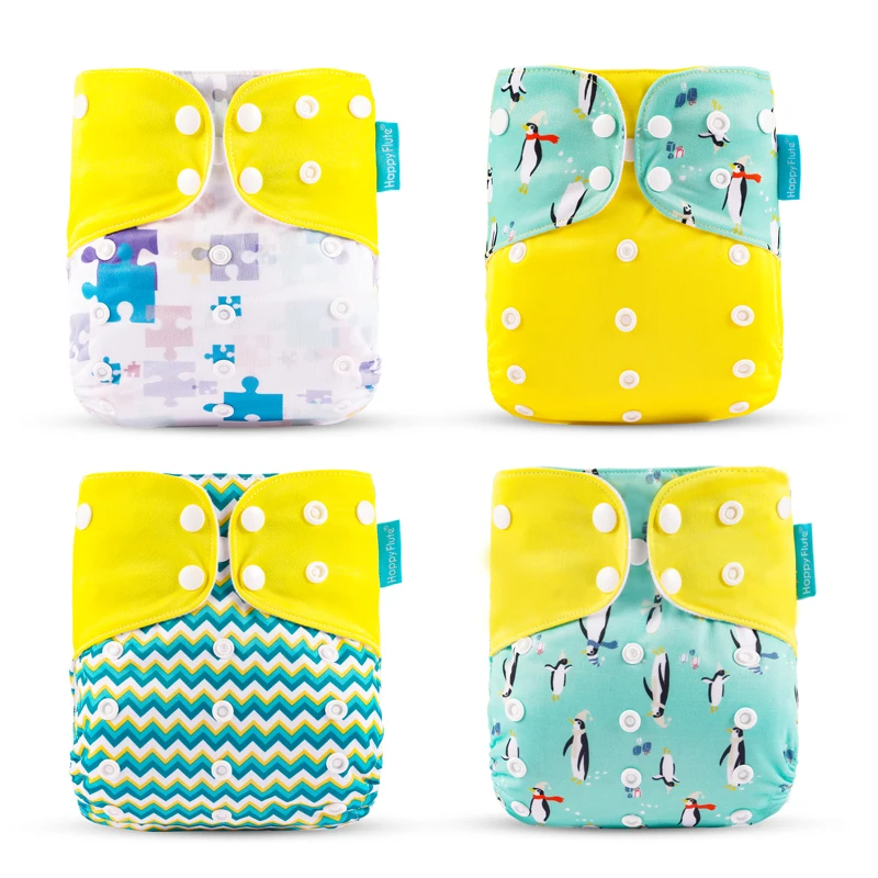 

Кенгубе # Моя мягкая жизнь # Милый комплект из 4 предметов, замшевые детские тканевые подгузники, многоразовые моющиеся подгузники для новорожденных