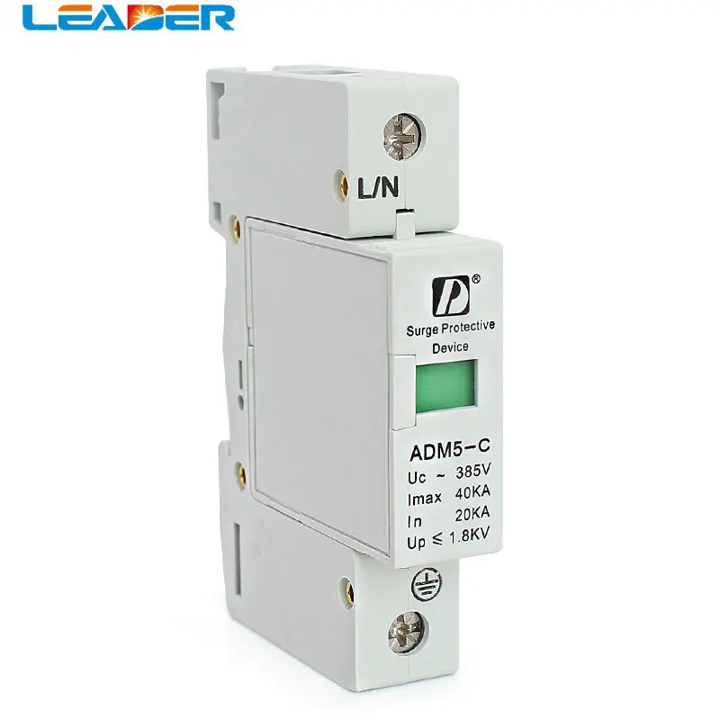 1P 40KA 110V 220V 380V AC Din Rail SPD Anti-lightning Voltage Surge Protector Device